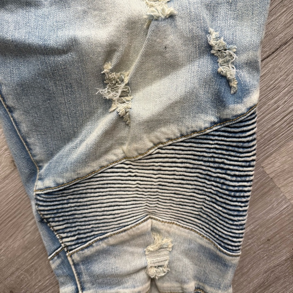 Balmain Men's Skinny Biker Jeans Men's Light Blue Jeans Size 36 - Picture 7 of 16